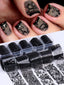 Black & White Lace Nail Foil Transfer Stickers | 10 Sheets