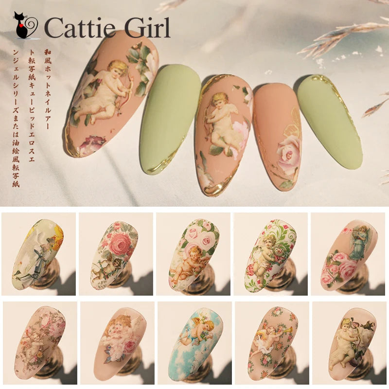 Black & White Lace Rose Nail Foil Stickers