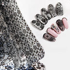 Black & White Lace Rose Nail Foil Stickers