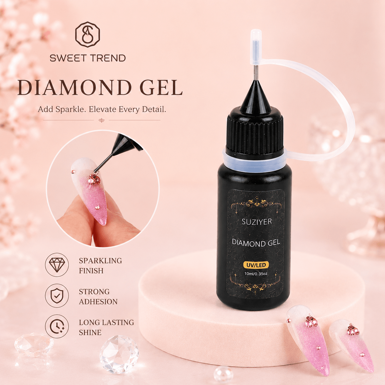 Nail Rhinestone Adhesive Glue for 3D Nail Decorations | Dries Clear (10ml)