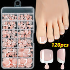 White Short Square Press-On Toenails | Full Cover Pedicure Set (100 Pcs)
