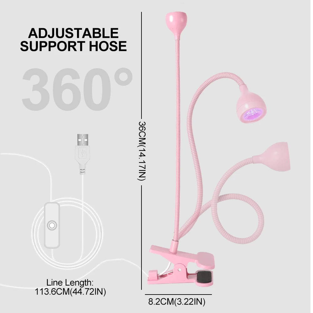 Portable Clip-On UV LED Nail Lamp | USB Powered, Hands-Free Curing