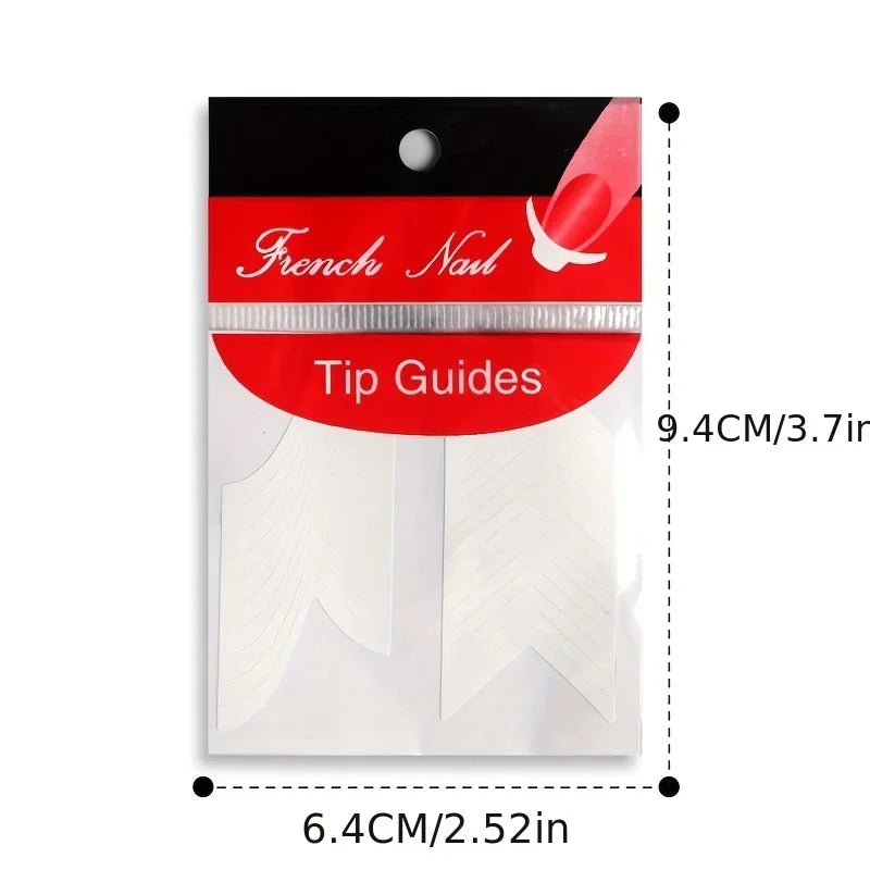 French Tip Nail Art Stickers — White Self-Adhesive Strips (3 Pcs)