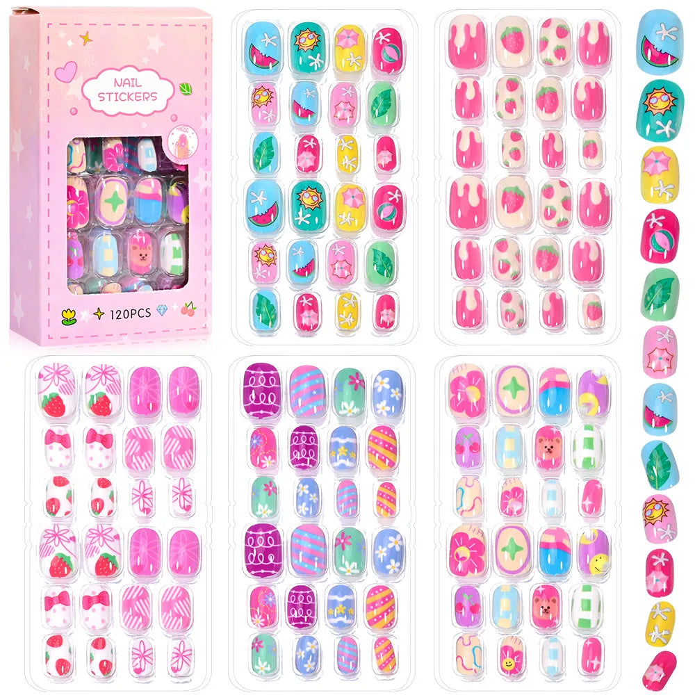 Kids Princess Press-On Nails — Kawaii Cartoon Design (120 Pcs) Secondary image