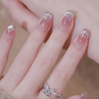 Glitter Diamond Press-On Nails | Short Square Full Cover (24 Pcs)