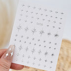 Metallic 3D Star & Chain Nail Art Stickers | Gold & Silver (6 Sheets)