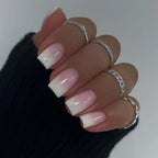French Tip Handmade Press-On Nails with Glue (24 Pcs)
