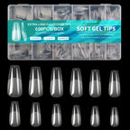 Gel Nail Tips for Extensions | Half Matte Clear Acrylic Full Cover (600 Pcs)