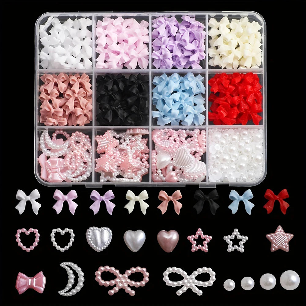 3D Nail Art Decoration Kit — Resin Bows & Pearls (500 Pcs) Secondary image