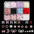 3D Nail Art Decoration Kit — Resin Bows & Pearls (500 Pcs)