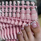 Pink French Press-On Toenails | Short Square Soft Gel Full Cover (120 Pcs)
