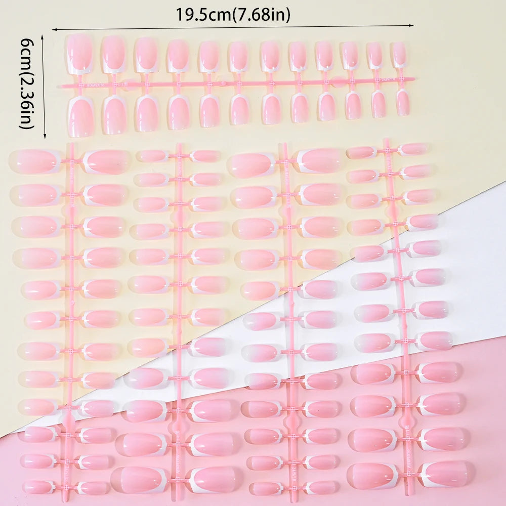 Glossy Pink Square Coffin Press-On Nails | Full Cover Salon Set (120 Pcs)