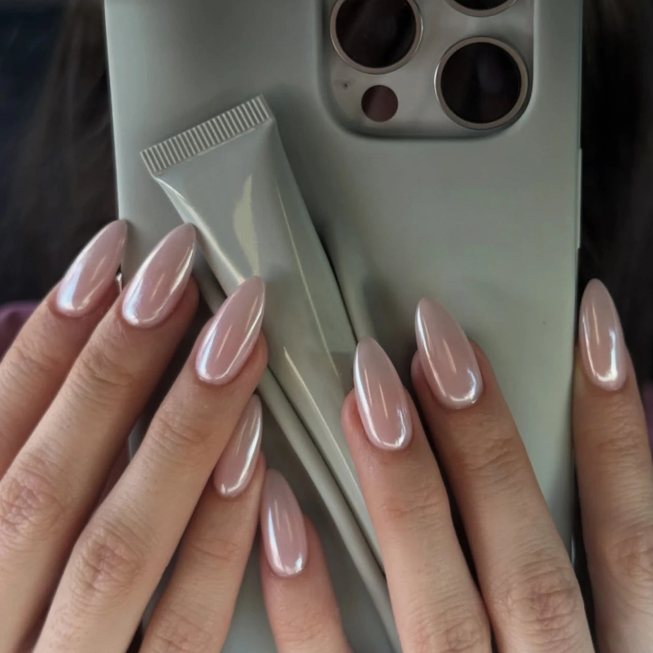 Blush Pink Oval Almond Press-On Nails (24 Pcs)