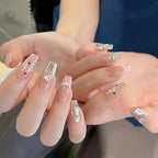 Glitter Diamond Press-On Nails | Short Square Full Cover (24 Pcs)