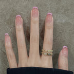 Glitter Diamond Press-On Nails | Short Square Full Cover (24 Pcs)