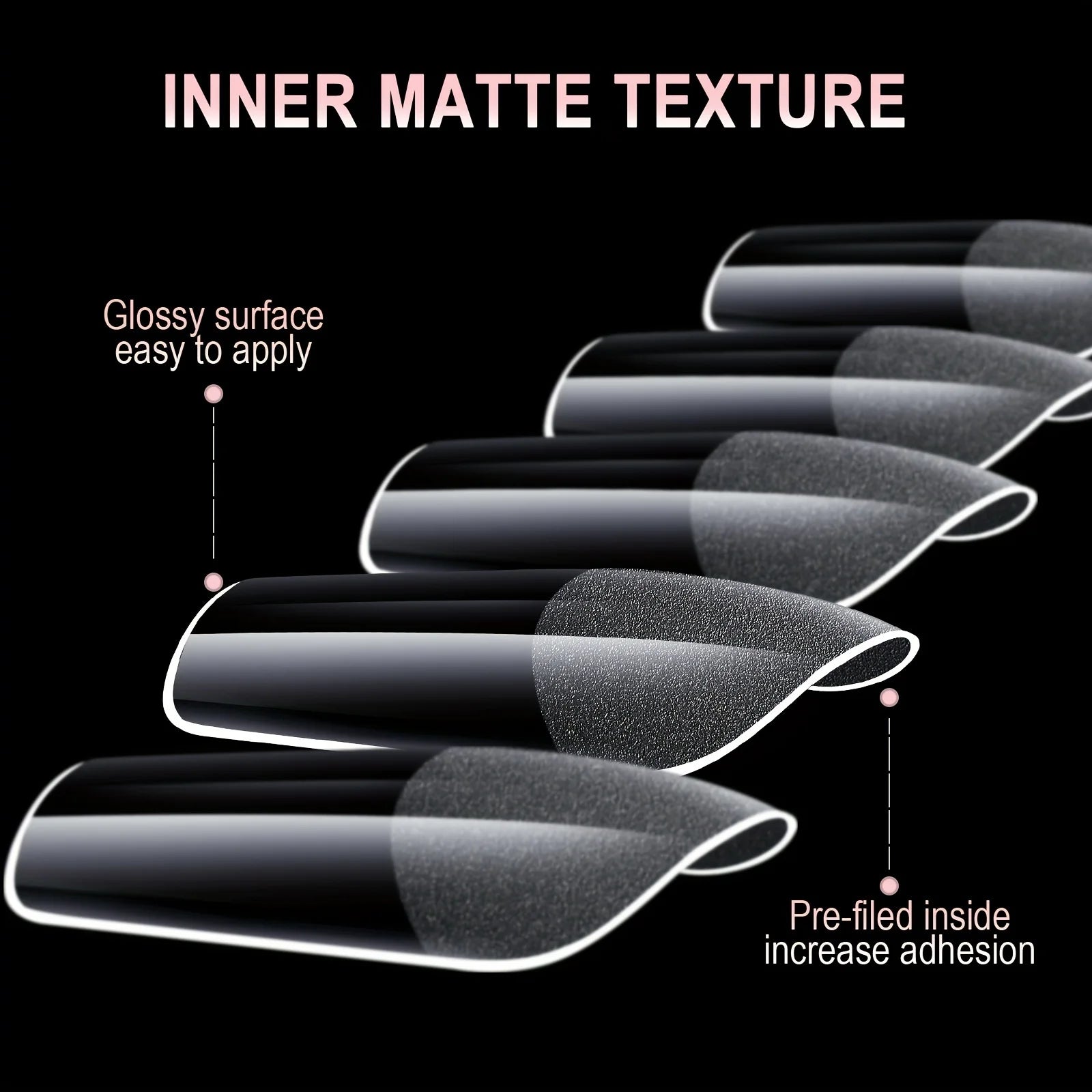 Gel Nail Tips for Extensions | Half Matte Clear Acrylic Full Cover (600 Pcs)