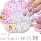 3D Nail Art Decoration Kit — Resin Bows & Pearls (500 Pcs)