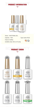 Professional Nail Gel Collection — Base, Top Coat & More (10ml)