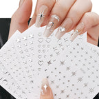 Metallic 3D Star & Chain Nail Art Stickers | Gold & Silver (6 Sheets)