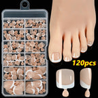 White Short Square Press-On Toenails | Full Cover Pedicure Set (100 Pcs)