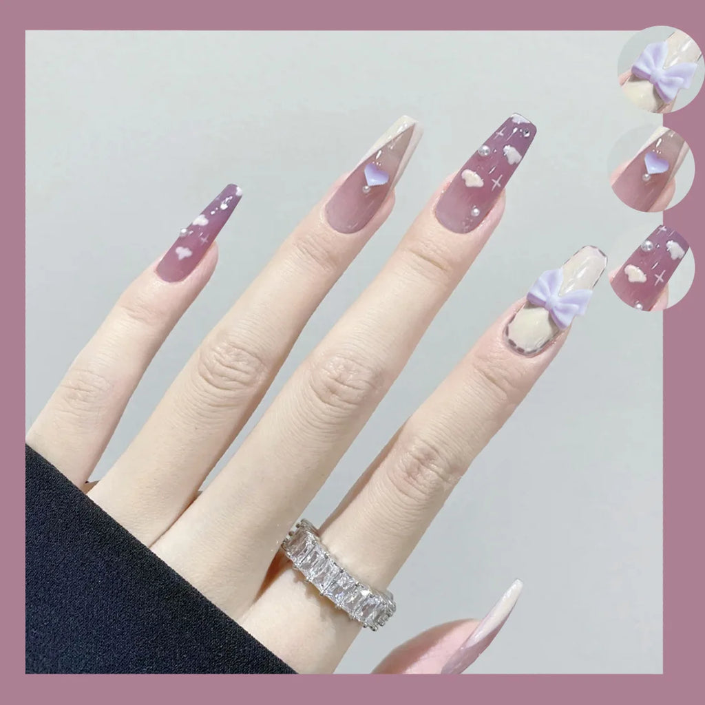 Glitter Diamond Press-On Nails | Short Square Full Cover (24 Pcs)