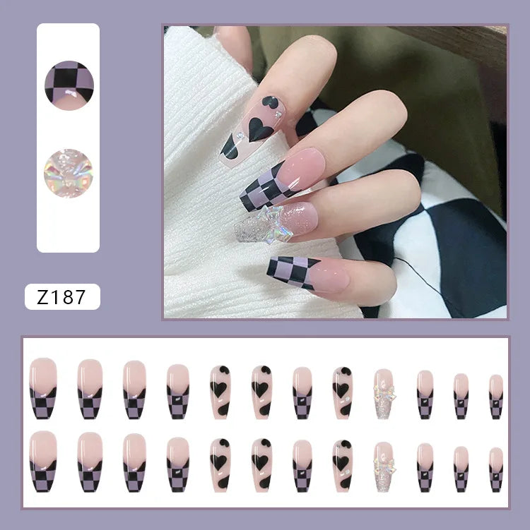 Glitter Diamond Press-On Nails | Short Square Full Cover (24 Pcs)