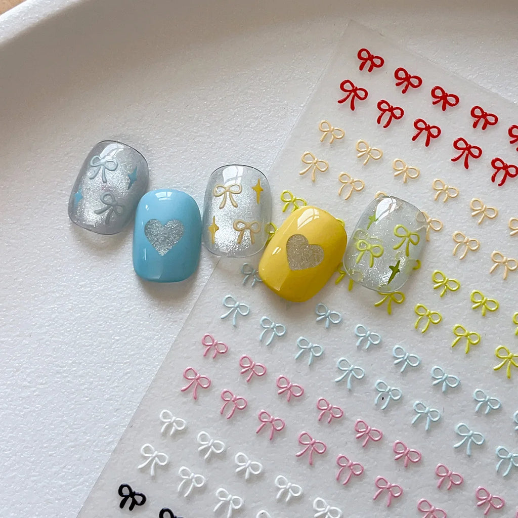 Embossed Bow Nail Art Stickers — Laser Gold & Silver