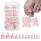 Glossy Nude Pink French Press-On Toenails (120 Pcs)