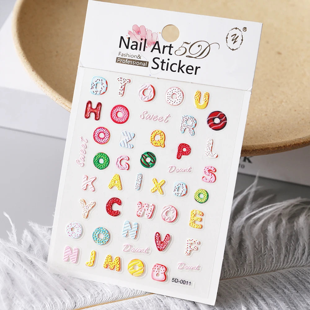 Embossed Flower & Fruit Nail Charm Stickers