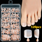 White Short Square Press-On Toenails | Full Cover Pedicure Set (100 Pcs)