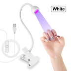 Portable Clip-On UV LED Nail Lamp | USB Powered, Hands-Free Curing