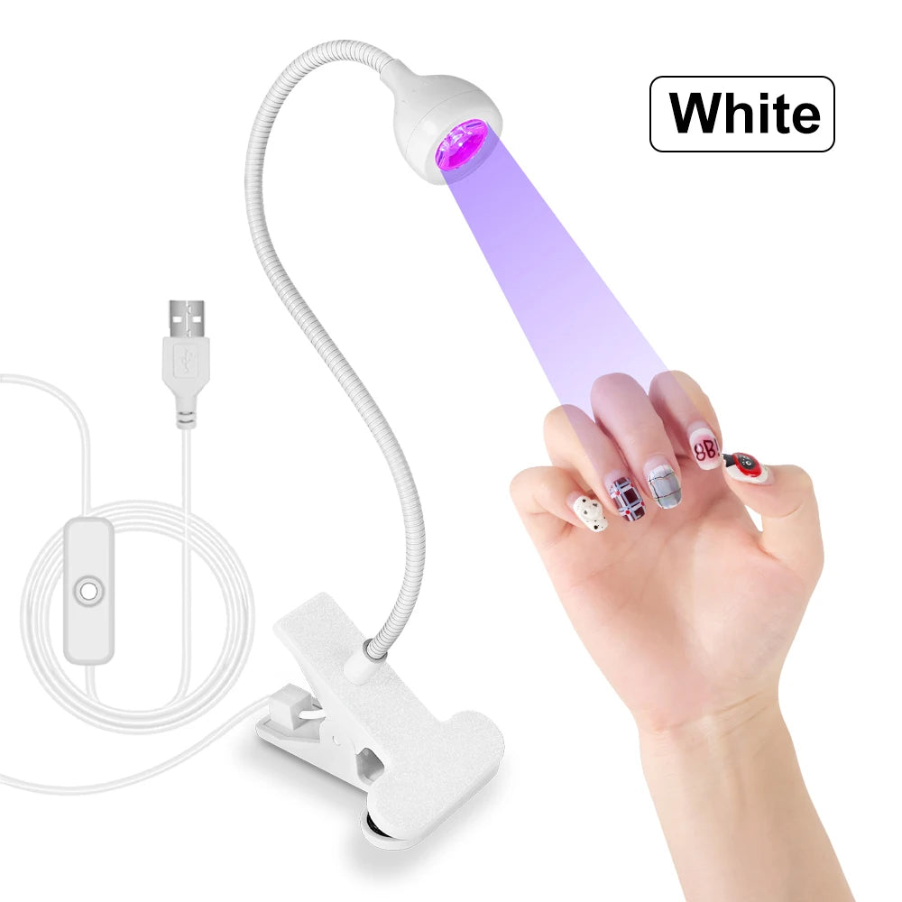 Portable Clip-On UV LED Nail Lamp | USB Powered, Hands-Free Curing