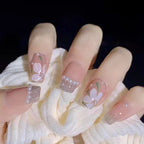 Glitter Diamond Press-On Nails | Short Square Full Cover (24 Pcs)