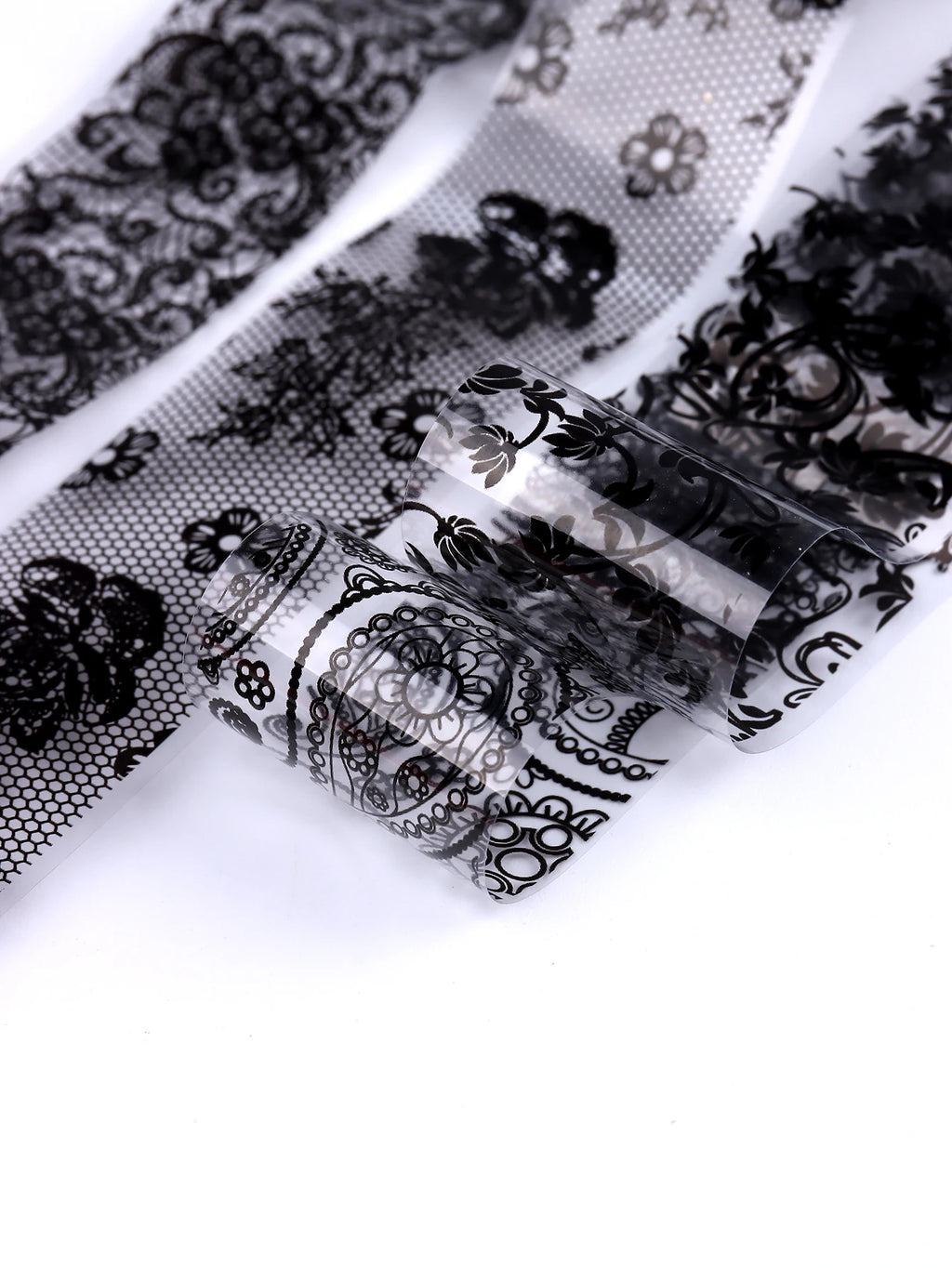 Black & White Lace Nail Foil Transfer Stickers | 10 Sheets