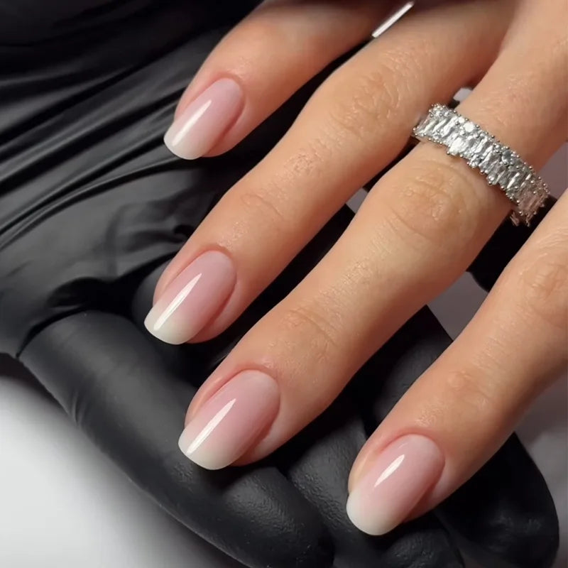 French Tip Handmade Press-On Nails with Glue (24 Pcs)