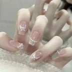 Glitter Diamond Press-On Nails | Short Square Full Cover (24 Pcs)