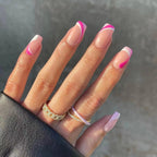 Handmade French Tip Press-On Nails | Minimalist Square Full Cover (24 Pcs)