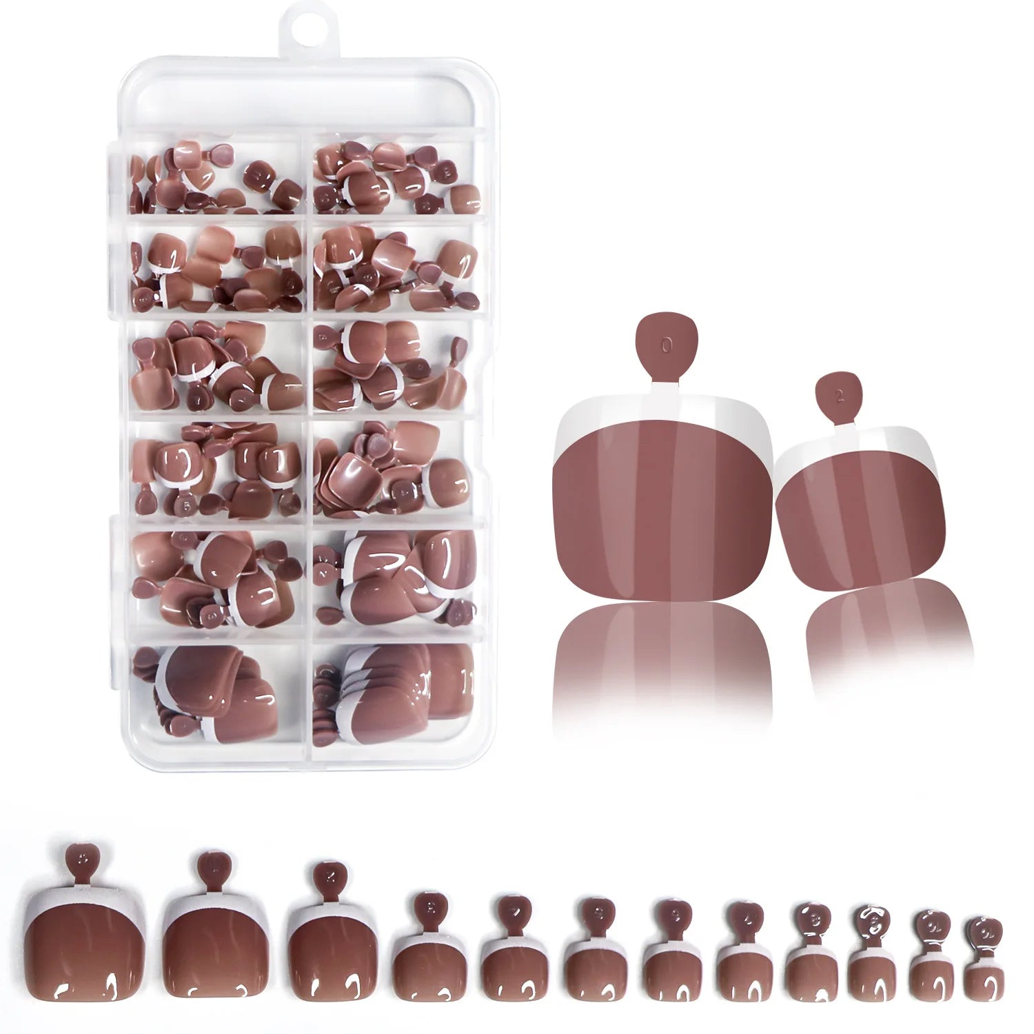 Glossy Nude Pink French Press-On Toenails (120 Pcs)