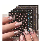 3D Metal Starburst Nail Art Stickers — Gold & Silver