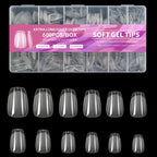Gel Nail Tips for Extensions | Half Matte Clear Acrylic Full Cover (600 Pcs)
