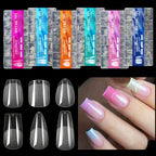 Gel Nail Tips for Extensions | Half Matte Clear Acrylic Full Cover (600 Pcs)