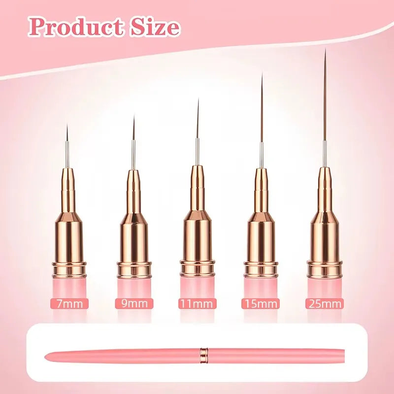 Nail Art Liner Brush Set | Precision Detail Brushes (5 Pcs)