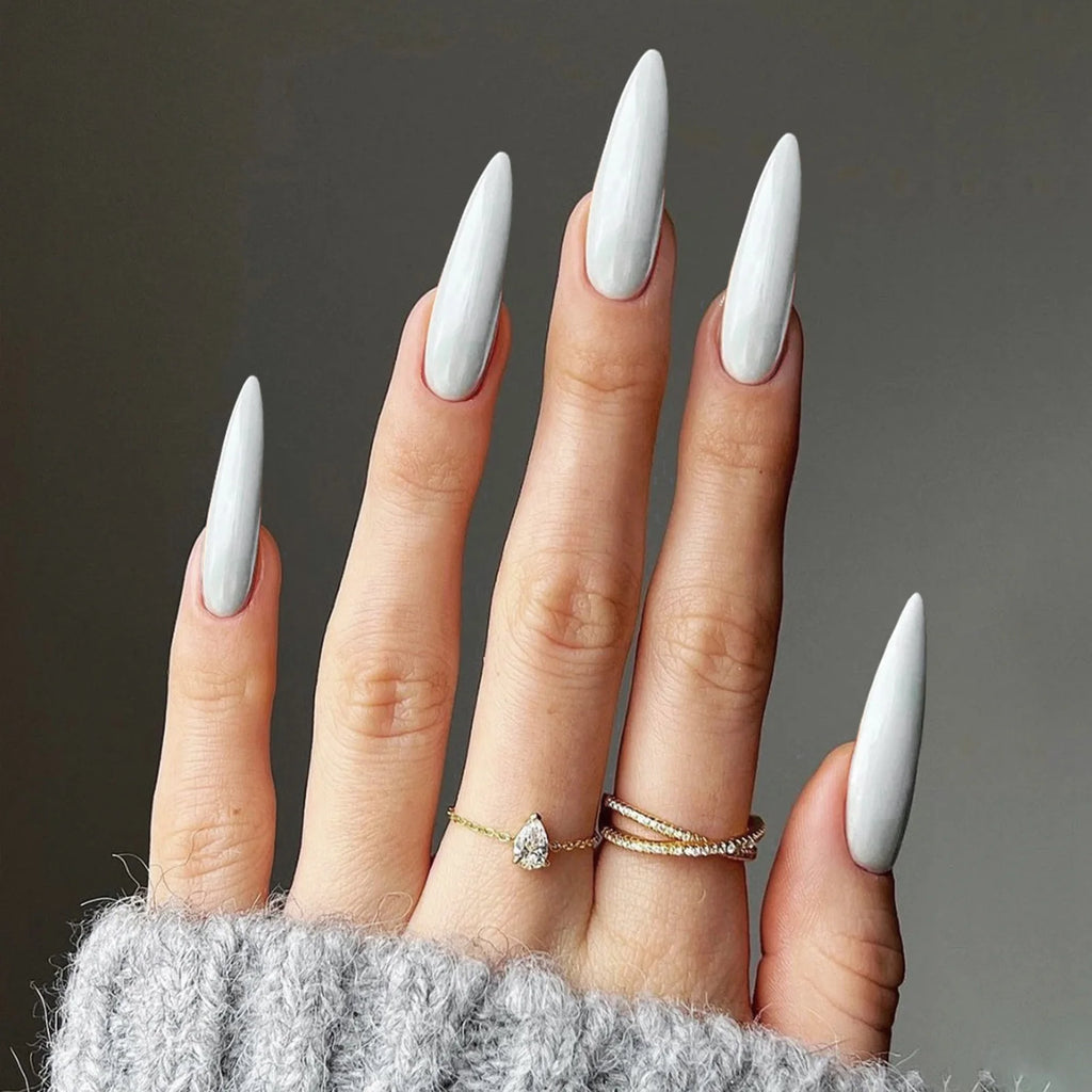 Glossy Black Stiletto Press-On Nails (24 Pcs)