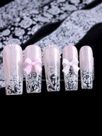 Black & White Lace Nail Foil Transfer Stickers | 10 Sheets