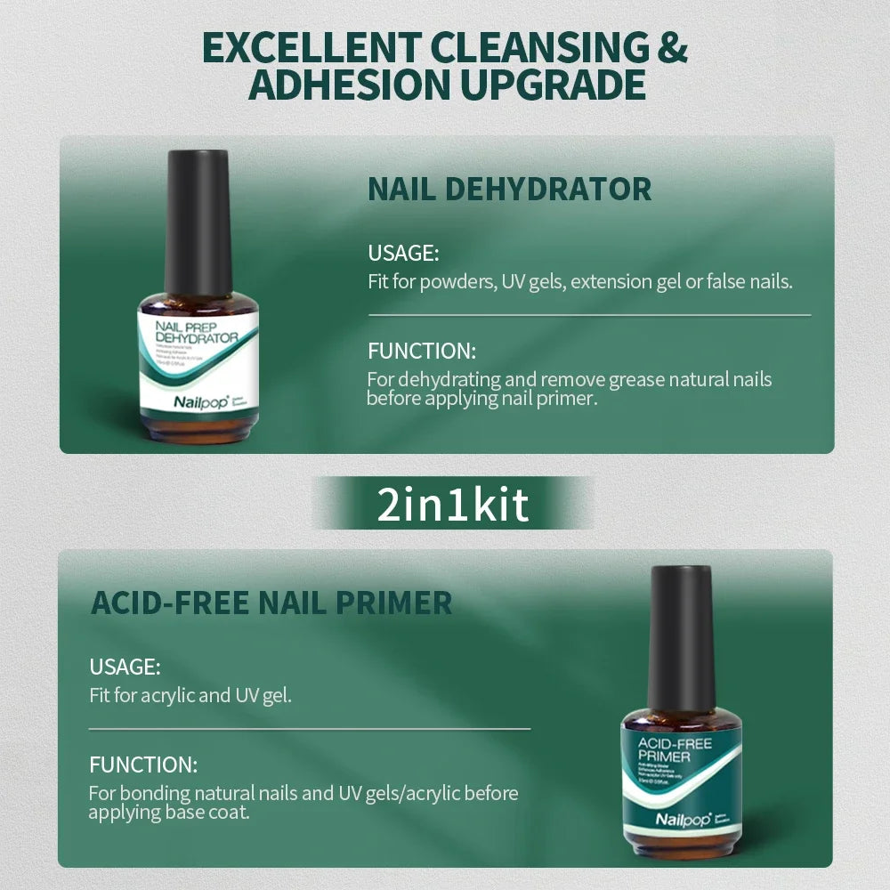Acid-Free Nail Dehydrator & Primer Set — Fast Dry