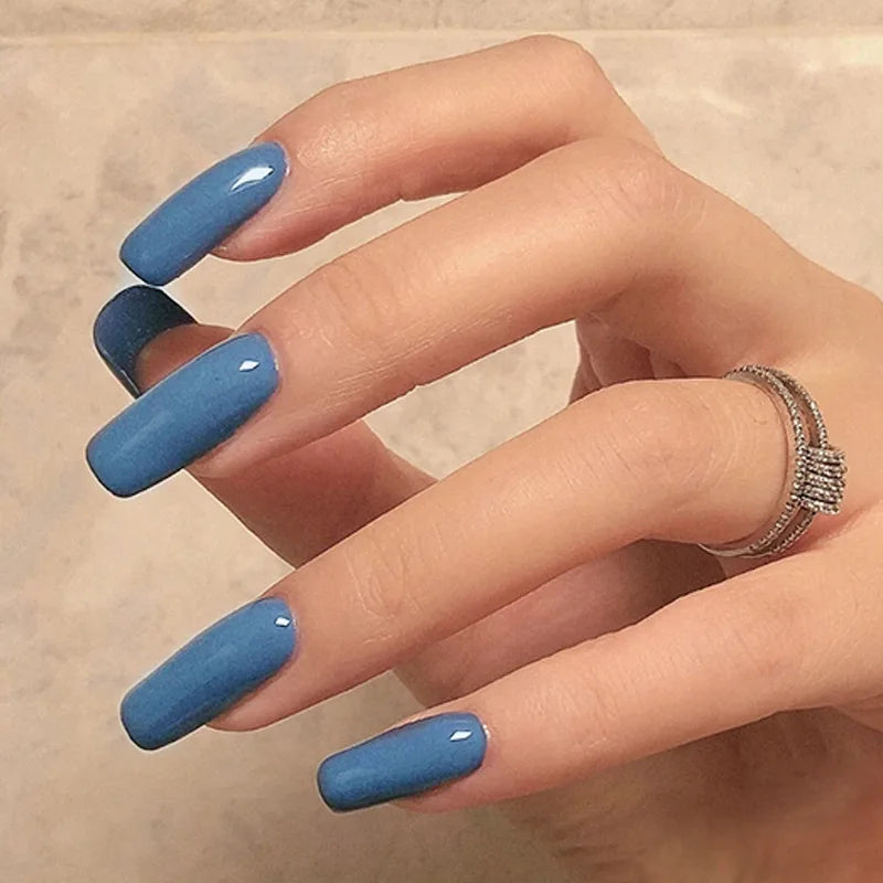 French Tip Handmade Press-On Nails with Glue (24 Pcs)