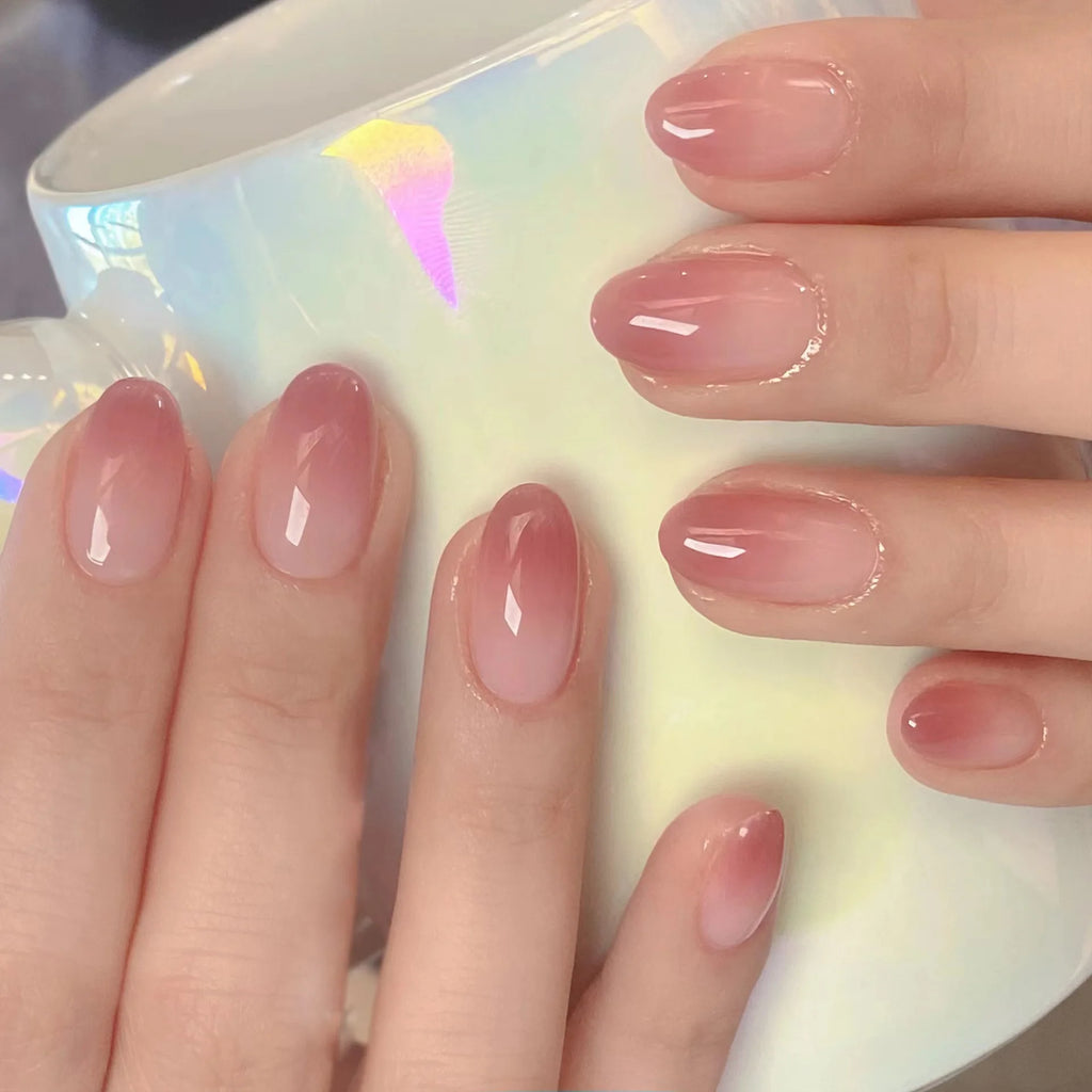 Blush Pink Oval Almond Press-On Nails (24 Pcs)