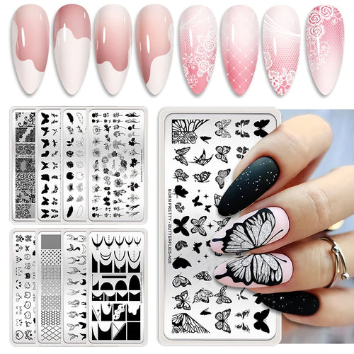 Bridal Lace Nail Art Stamping Plate | Butterfly & Floral Designs