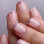 Handmade French Tip Press-On Nails | Minimalist Square Full Cover (24 Pcs)