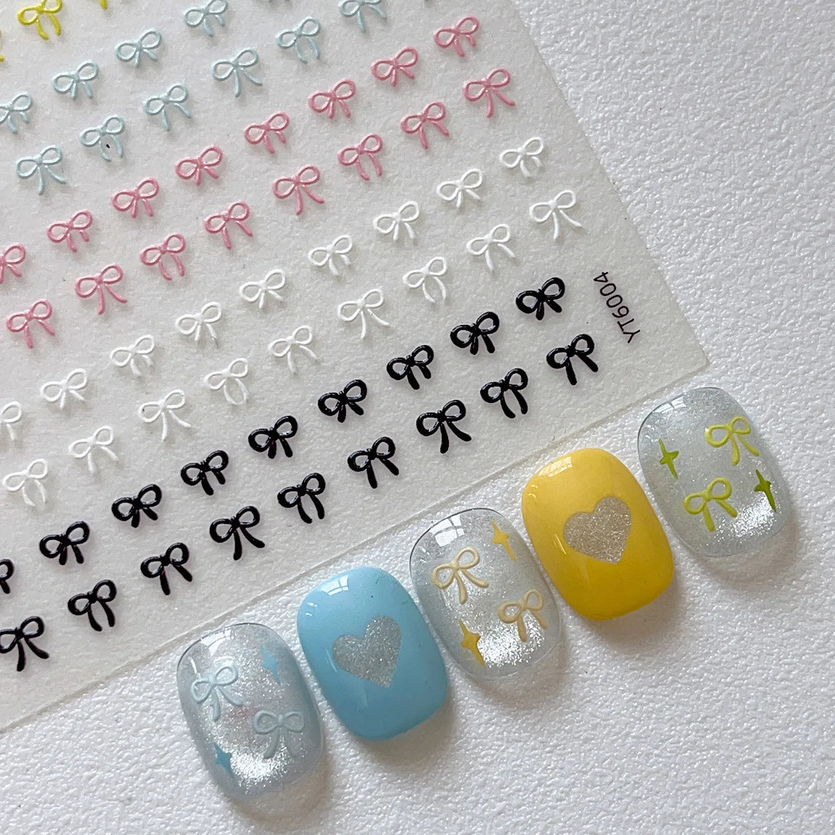 Embossed Bow Nail Art Stickers — Laser Gold & Silver Main image